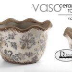 VASO BASSO Orlo Ondulato CACHEPOT ANTICATO VINTAGE RETRò CENTROTAVOLA 21*13,5cm