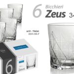 SET 6 BICCHIERI DA TAVOLA ACQUA VINO ROSSO BIANCO BIBITA VETRO ZEUS 345 CC