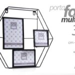 CORNICE PORTA FOTO 40*35 CM MULTIPLO 3 POSTI IN METALLO STILE MODERNO DA PARETE