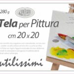 TELA PER PITTURA QUADRO BIANCO DA DIPINGERE OLIO ACRILICO TELAIO LEGNO 20*20*1cm