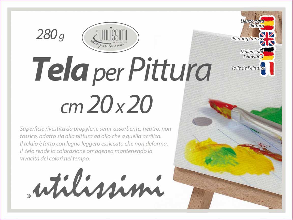 8025569754807 TELA PER PITTURA QUADRO BIANCO DA DIPINGERE OLIO ACRILICO TELAIO LEGNO 20*20*1cm - immagine 1