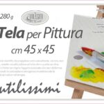 TELA PER PITTURA QUADRO BIANCO DA DIPINGERE OLIO ACRILICO TELAIO LEGNO 45*45 cm