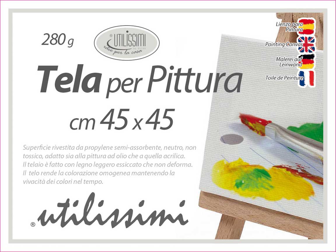 8025569754869 TELA PER PITTURA QUADRO BIANCO DA DIPINGERE OLIO ACRILICO TELAIO LEGNO 45*45 cm - immagine 1