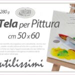 TELA PER PITTURA QUADRO BIANCO DA DIPINGERE OLIO ACRILICO TELAIO LEGNO 50*60 cm