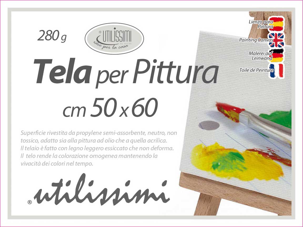 8025569754876 TELA PER PITTURA QUADRO BIANCO DA DIPINGERE OLIO ACRILICO TELAIO LEGNO 50*60 cm - immagine 1