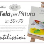 TELA PER PITTURA QUADRO BIANCO DA DIPINGERE OLIO ACRILICO TELAIO LEGNO 50*70*1cm