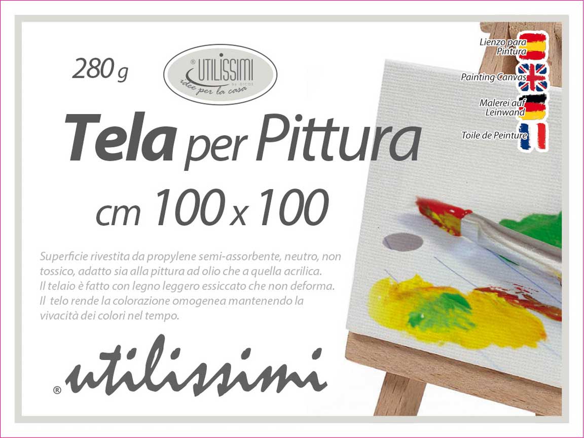 8025569754906 TELA PER PITTURA QUADRO BIANCO DA DIPINGERE OLIO ACRILICO TELAIO LEGNO 100*100cm - immagine 1