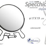 SPECCHIO INGRANDITORE DOPPIO 3X TONDO METALLO BAGNO TRUCCO 17*19 CM COLOR