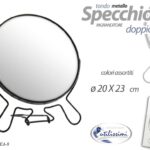 SPECCHIO INGRANDITORE DOPPIO 3X TONDO METALLO BAGNO TRUCCO PORTATILE 20*23 CM