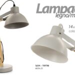 LAMPADA LUMETTO ABAT JOUR TAVOLO COMODINO SCRIVANIA METALLO BASE LEGNO 47 CM