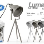 LAMPADA LUMETTO METALLO TREPIEDE ABAT JOUR TAVOLO SCRIVANIA COMODINO 37 CM