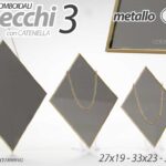 3 SPECCHI PARETE METALLO ORO ROMBOIDALI SPECCHIO CLASSICO MODERNO 27/33/38cm