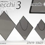 SET 3 SPECCHI PARETE CON CATENA NERO SPECCHIO LIBERA INSTALLAZIONE 17/22/27 CM R