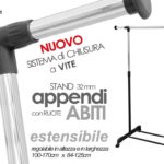 Stand Appendiabiti NEW Allungabile Telescopico VITE Singolo Ruote 170*100-125*84