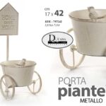 PORTA PIANTA FIORI 1 POSTO 42*17CM METALLO DECO GIARDINO COLOR BIANCO ANTICATO
