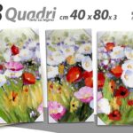 QUADRO STAMPA SU TELA Canvas LEGNO STILE OLIO Fiori Selvatici ASSORTITI 40*80 CM