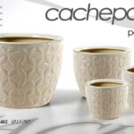 4 VASI CACHEPOT VASO PORTA PIANTA CERAMICA MODERNO CLASSICO FOGLIE 30/22/15/12cm