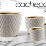 4 VASI CACHEPOT VASO PORTA PIANTA CERAMICA MODERNO CLASSICO FOGLIE 30/22/15/12cm
