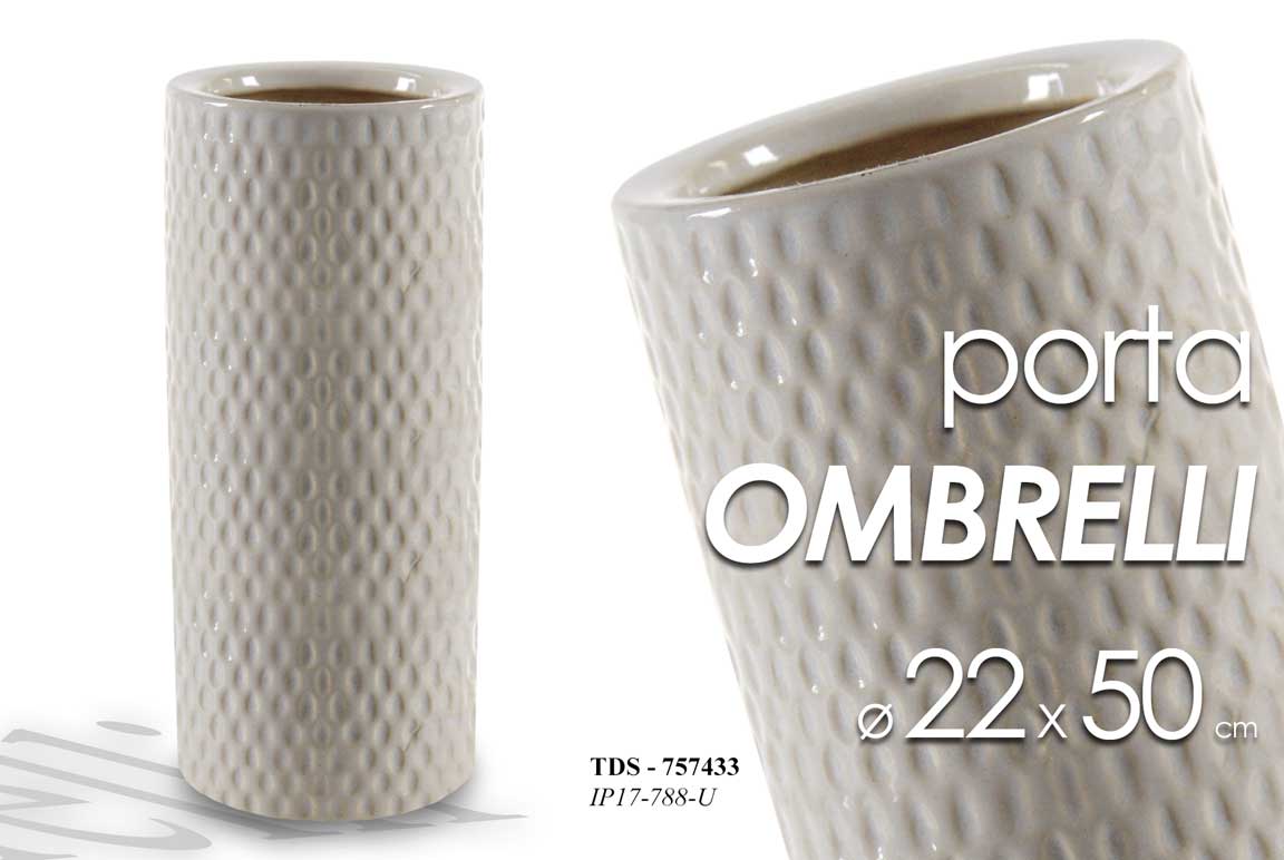 8025569757433 PORTA OMBRELLI IN CERAMICA TONDO INGRESSO CLASSICO MODERNO ARREDO Design 50*22cm - immagine 1