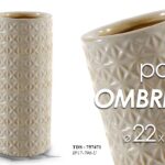 PORTA OMBRELLI CERAMICA ANTICATO STILE ARTISTICO TONDO VINTAGE BEIGE 50*22CM
