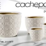4 VASI CACHEPOT VASO PORTA PIANTA CERAMICA MODERNO CLASSICO ROMBI 30/22/15/12cm