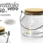 BARATTOLO Vetro CUCINA MANICOMETALLO TAPPO SUGHERO Contenitore 1750ML 16*14 cm