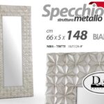 SPECCHIO DA PARETE METALLO BIANCO MAXI SPECCHIERA CLASSICO MODERNO 148*66 CM