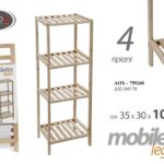 SCAFFALE MOBILETTO LEGNO CUCINA BAGNO 4 RIPIANI MENSOLE MODERNO h100*35*30 CM