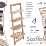 MENSOLA PORTASCIUGAMANO h100*42*26CM SCAFFALE LEGNO APPOGGIO PARETE BAGNO DOCCIA