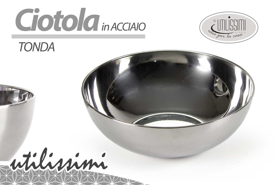 8025569760112 CIOTOLA Scodella CHEF Pasticceria Contenitore INSALATIERA TONDA ACCIAIO 20 cm - immagine 1