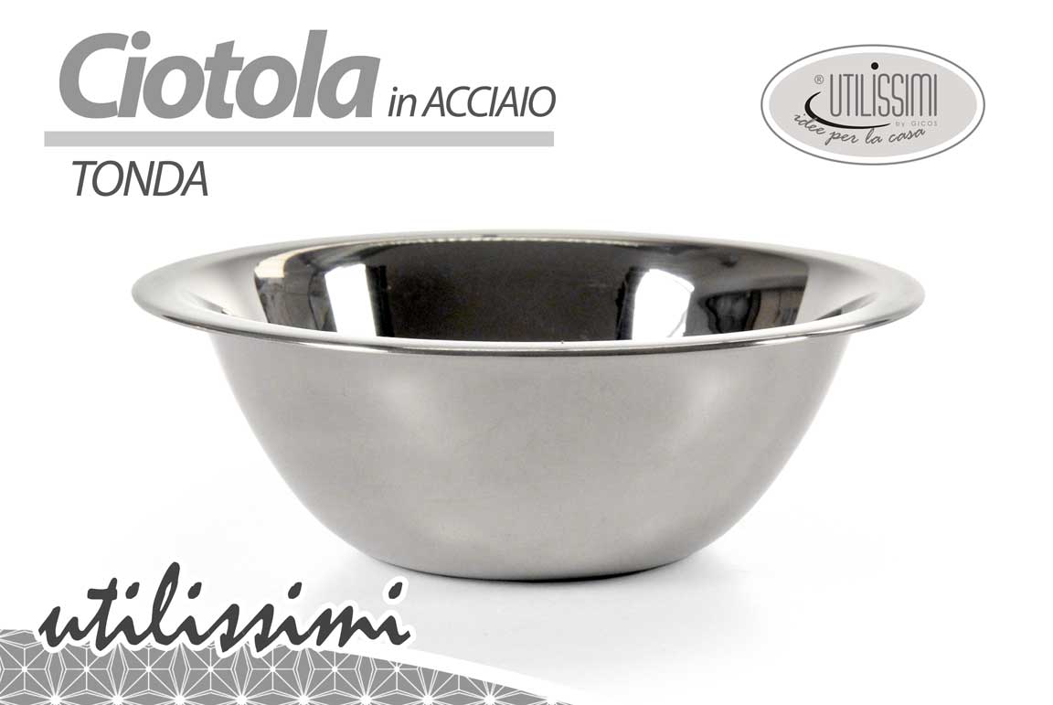 8025569760228 CIOTOLA Scodella CHEF Pasticceria Contenitore INSALATIERA TONDA ACCIAIO 28*9CM - immagine 1