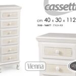 CASSETTIERA 6 CASSETTI SETTIMINO SHABBY CHIC LEGNO DECAPE BIANCO BEIGE 112*40*30