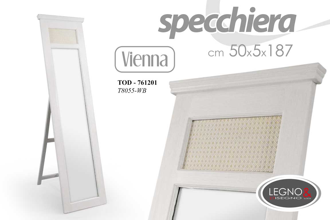 8025569761201 SPECCHIO LEGNO FIGURA INTERA DA TERRA LEGNO BIANCO BEIGE SHABBY CHIC 187*50 cm - immagine 1
