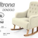 SEDIA POLTRONA DONDOLO Classica LEGNO Poltroncina RELAX FRANCESE TESSUTO CREMA