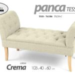 PANCA SCENDILETTO TESSUTO CREMA PIEDI LEGNO CAMERA LETTO SALOTTO 103*40*60 cm