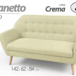 DIVANO 3 POSTI GAMBE LEGNO TESSUTO TEDD CREMA CLASSICO MODERNO 142*62*84 cm