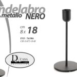 CANDELABRO CANDERIERE 1 FIAMMA PORTA CANDELA METALLO ELEGANTE NERO 18 cm