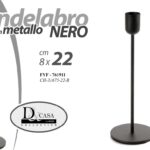 CANDELABRO CANDERIERE 1 FIAMMA PORTA CANDELA METALLO ELEGANTE NERO 22*8cm