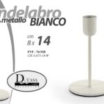 CANDELABRO CANDERIERE 1 FIAMMA PORTA CANDELA METALLO ELEGANTE BIANCO 14*8cm