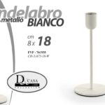 CANDELABRO CANDERIERE 1 FIAMMA PORTA CANDELA METALLO ELEGANTE BIANCO 18 cm