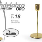 CANDELABRO COLORE ORO CANDERIERE 1 FIAMMA PORTA CANDELA METALLO ELEGANTE 18 cm