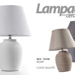 LAMPADA LUMETTO ABAT JOUR DA TAVOLO COMODINO BASE CERAMICA 60 WATT MODERNA 42cm