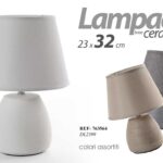 LAMPADA LUMETTO ABAT JOUR DA TAVOLO IN CERAMICA SCRIVANIA COMODINO E14 h 32*23cm
