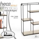 BACHECA PORTA OGGETTI METALLO RETTANGOLARE PARETE MENSOLE LEGNO 30*12*45CM