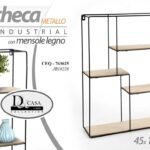 BACHECA PORTA OGGETTI METALLO RETTANGOLARE PARETE MENSOLE LEGNO 45*12*60CM