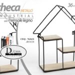BACHECA PORTA OGGETTI METALLO CASETTA PARETE MENSOLE LEGNO 36*12*44CM