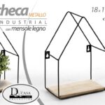 BACHECA CASA MENSOLA PARETE MURO METALLO NERO LEGNO SCAFFALE L18*P11*H26 cm