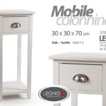 COMODINO INDUSTRIALE h70*30 CM LEGNO BIANCO MOBILE INGRESSO COLONNINA + CASSETTO