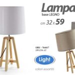 LAMPADA LUMETTO ABAT JOUR TAVOLO COMODINO SCRIVANIA BASE LEGNO TREPIEDE 59 CM