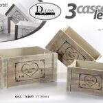 3 CASSETTE CUORE PORTA OGGETTI PIANTA CENTROTAVOLA VASO CASA GIARDINO 40-35-30CM